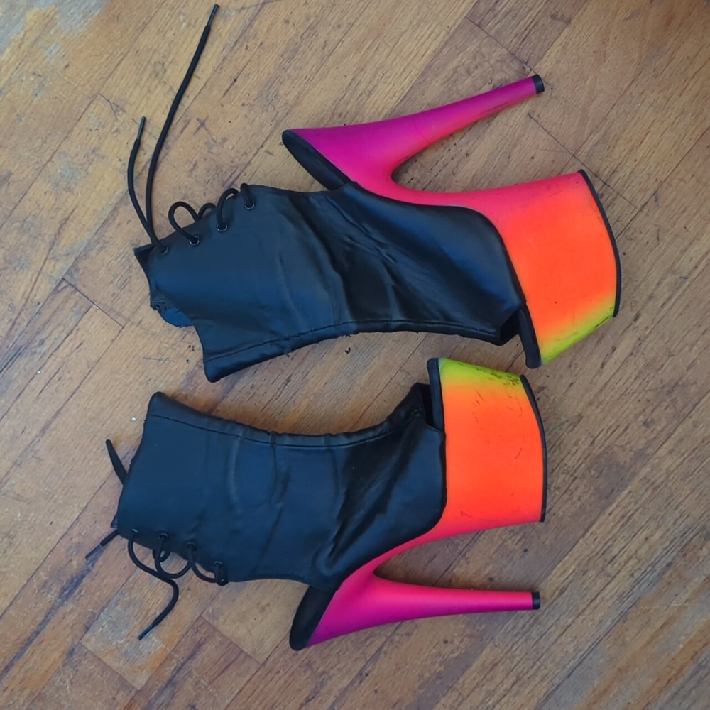 Gradient Lace Up Stripper Stilettos